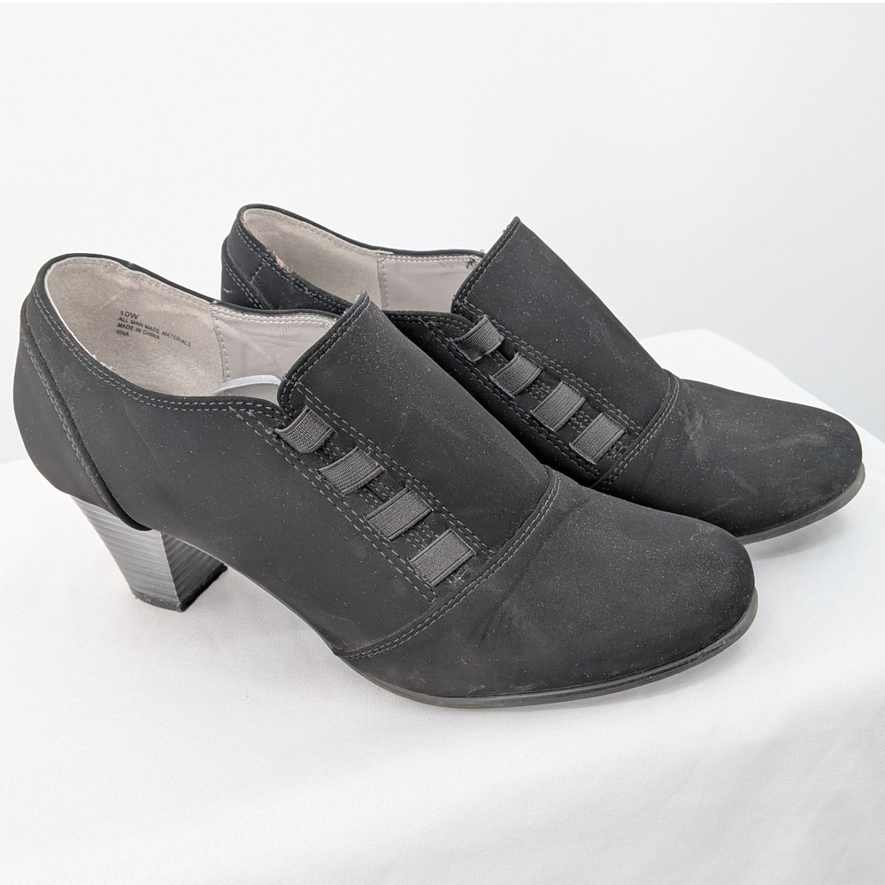 Cliffs by White Mountain‎ Black Faux Suede Heeled Shooties Size 10W Office